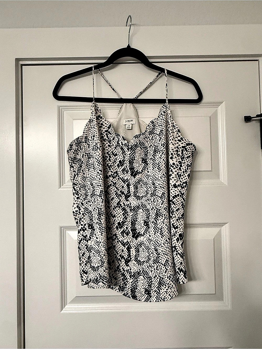 J.Crew Snakeskin Scalloped Cami - black & white